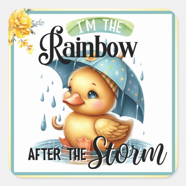 Cute Rubber Duck Baby Shower Square Sticker (Front)