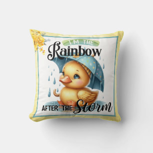 Cute Rubber Duck Baby Shower Throw Pillow