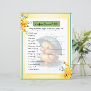 Cute Rubber Duck Baby Shower Who Knows Mommy Game