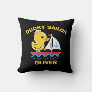 Cute Rubber Duck Boat Ducky Sailor Throw Pillow