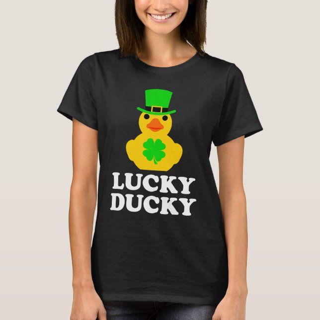 Cute Rubber Duck Four Leaf C Hat St Patrick's Day T-Shirt (Front)