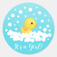 Cute Rubber Duck It' a Girl Favour Sticker