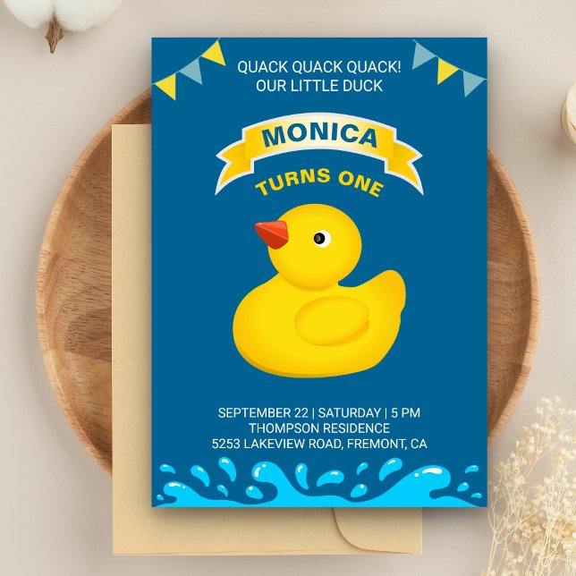 Cute Rubber Duck Kids Birthday Party Invitation (Creator Uploaded)