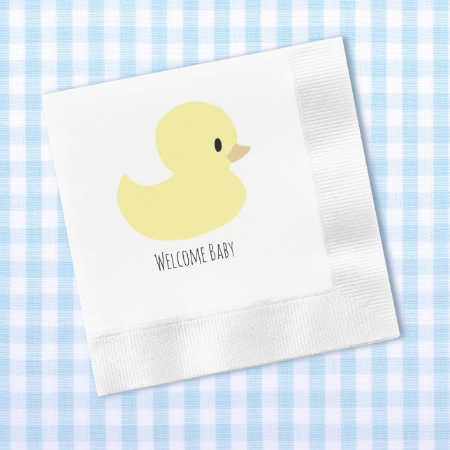 Cute Rubber Duck Personalized Baby Shower Custom Napkin (Creator Uploaded)
