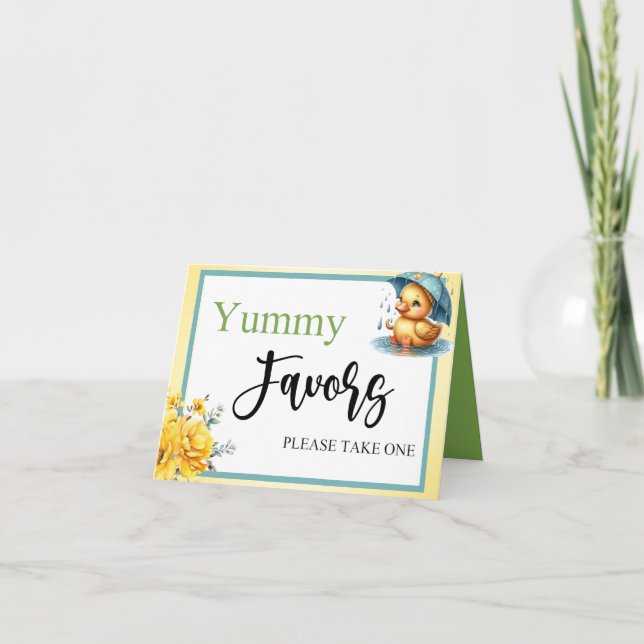Cute Rubber Duck  Yummy Favours Table Card (Front)