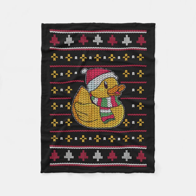 Cute Rubber Duckie Duck Christmas Santa Clause  Fleece Blanket (Front)