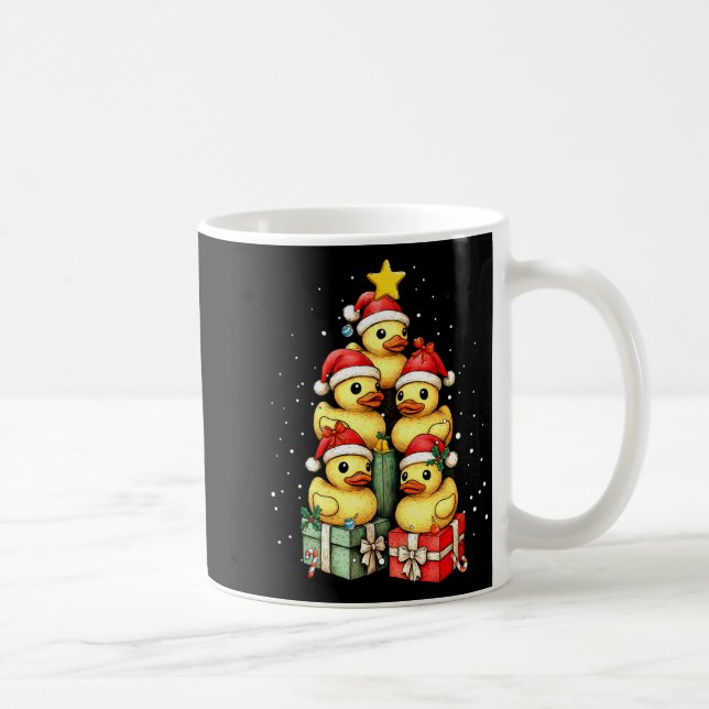 Cute Rubber Ducks Le Duckie Christmas Tree Xmas Ha Coffee Mug (Right)