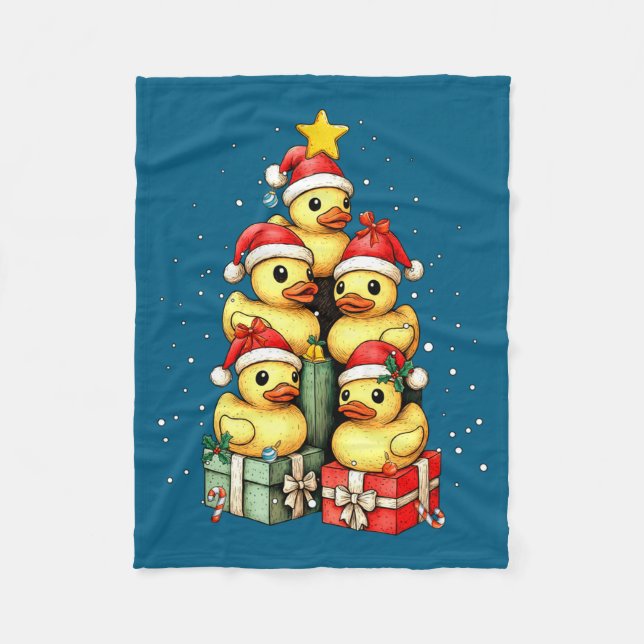 Cute Rubber Ducks Le Duckie Christmas Tree Xmas Ha Fleece Blanket (Front)