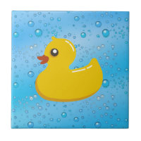 Cute Rubber Ducky/Blue Bubbles