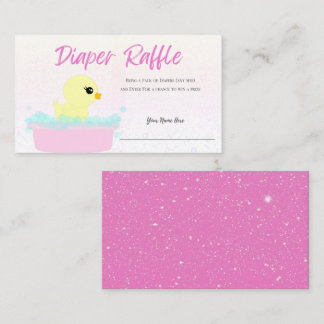Cute Rubber Ducky Girl Diaper Raffle Enclosure Card