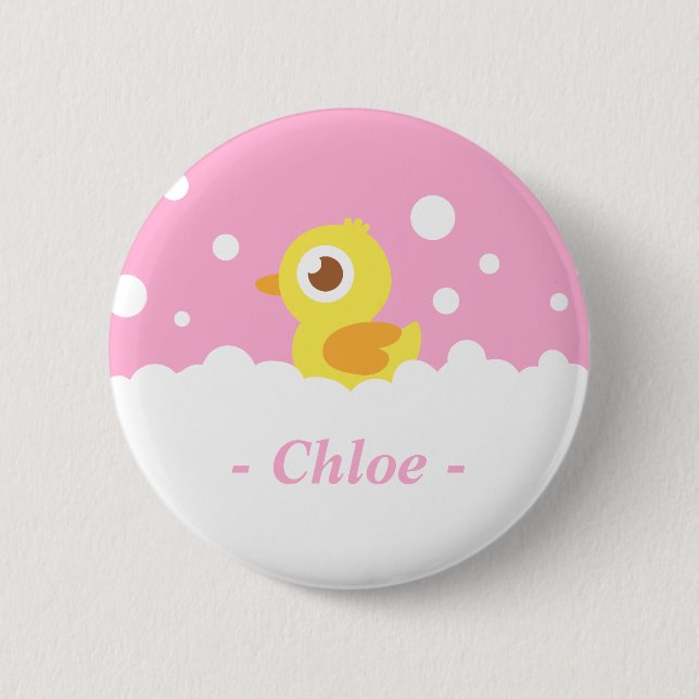 Cute Rubber Ducky in Bubble Bath 2 Inch Round Button (Front)