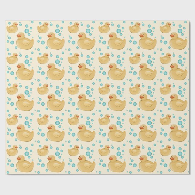 Cute Rubber Ducky Pattern Baby Gift Wrap (Flat)