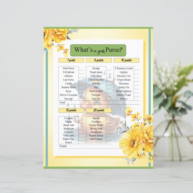 Cute Ruber Duck Baby Shower In your Purse Game (Standing Front)