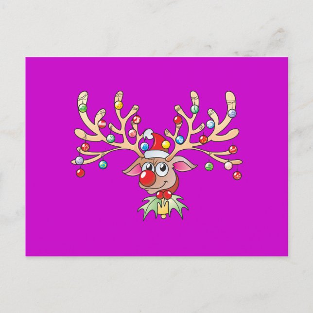 Cute Rudolf Reindeer avec les Invitations de Noël (Devant)