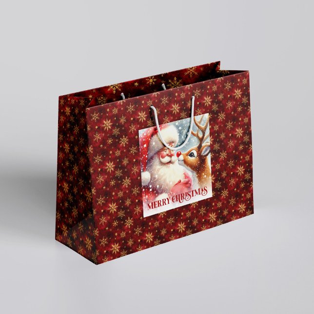Cute Rudolph and Santa Kids Christmas Gift Bag Fun (Cute Rudolph and Santa Kids Christmas Gift Bag Fun

)