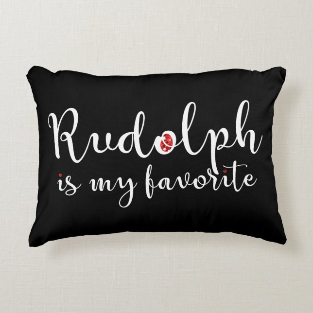 Cute Rudolph is my favourite black and white dot Decorative Pillow (Front)