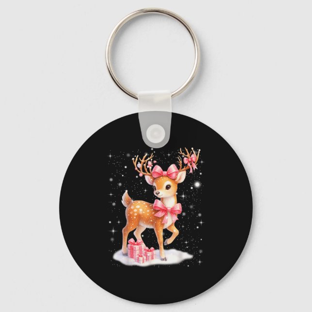 Cute Rudolph Nk Coquette Pajamas Christmas Xmas Gi Keychain (Front)