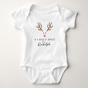 Cute Rudolph Red Nosed Reindeer Baby Bodysuit