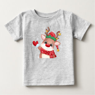 Cute Rudolph The Red Nose Reindeer Christmas Baby T-Shirt