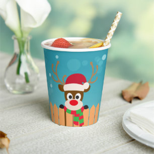 Cute Rudolph The Red Nose Reindeer   Paper Cup