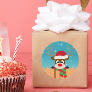 Cute Rudolph The Red Nose Reindeer   Sticker Seal