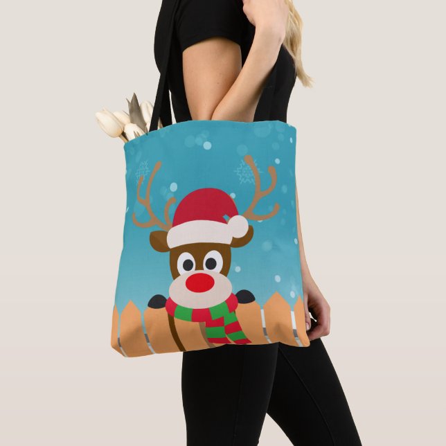 Cute Rudolph The Red Nose Reindeer | Tote Bag (Close Up)
