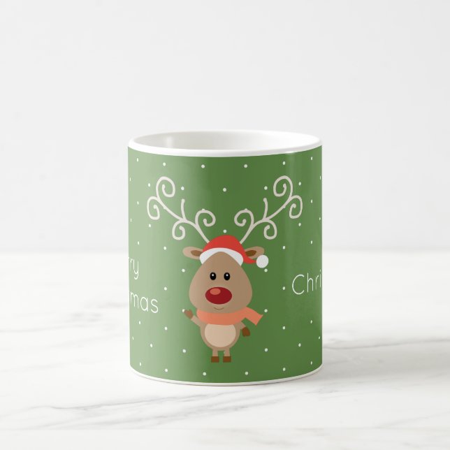 Cute Rudolph the red nosed reindeer cartoon Coffee Mug (Center)