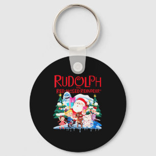 Cute Rudolph The Red Nosed Reindeer Christmas Spec Keychain