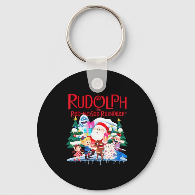 Cute Rudolph The Red Nosed Reindeer Christmas Spec Keychain (Front)