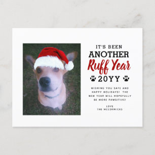 Cute Ruff Year Christmas Dog Photo Red Holiday Postcard