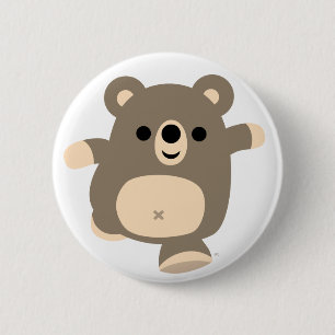 Cute Running Cartoon Bear button badge