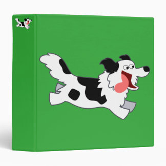 Cute Running Cartoon Border Collie Binder