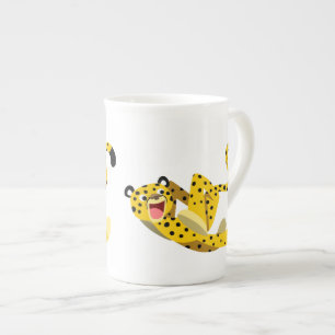 Cute Running Cartoon Cheetah Bone China Mug