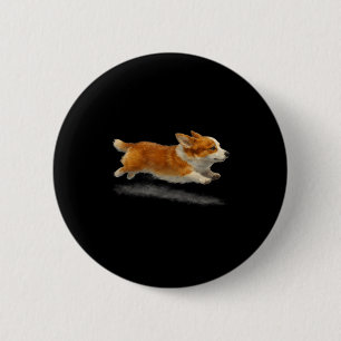 Cute running dog funny corgi running art meme 2 inch round button