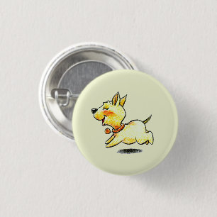 Cute Running Dog Illustration for Dog Lovers 1 Inch Round Button