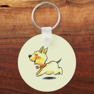 Cute Running Dog Illustration for Dog Lovers Keychain