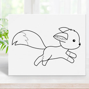 Cute Running Fox Colouring Page Poster