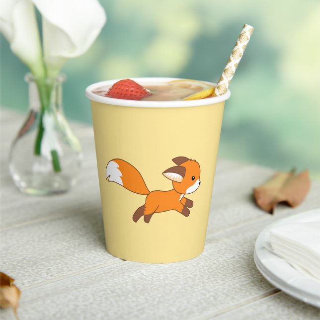 Cute Running Fox Paper Cups (Insitu)