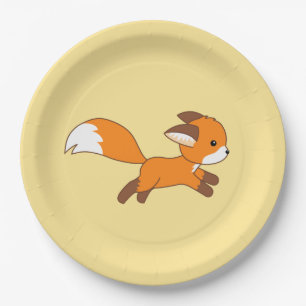 Cute Running Fox Paper Plate