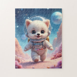 Cute Running Puppy Astronaut Jigsaw Puzzle