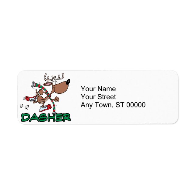 cute running reindeer DASHER cartoon (Front)