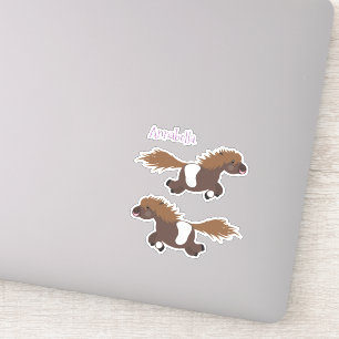 Cute running Shetland pony cartoon illustration