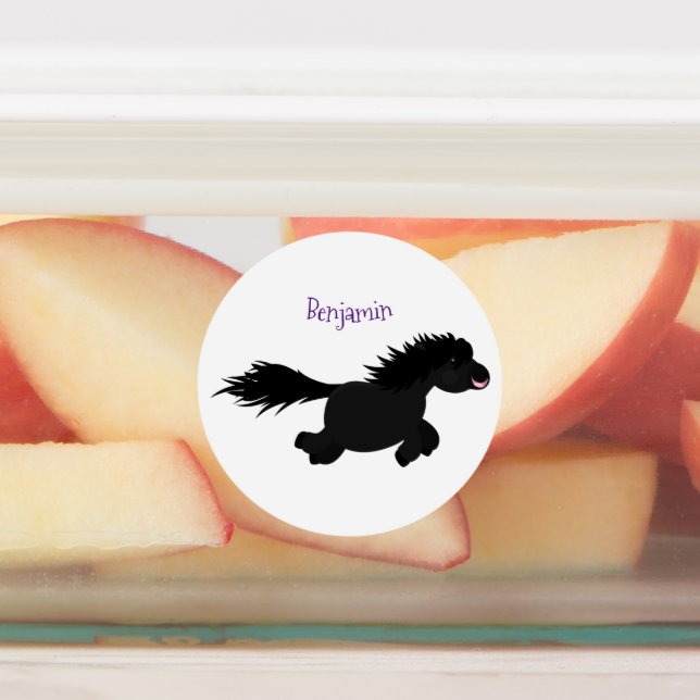 Cute running Shetland pony cartoon illustration (Affixed)