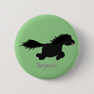 Cute running Shetland pony cartoon illustration 2 Inch Round Button