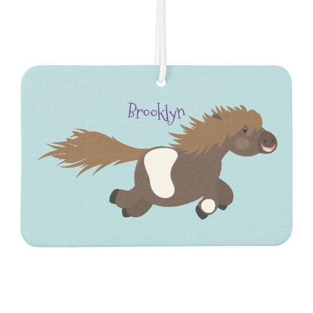 Cute running Shetland pony cartoon illustration Air Freshener (Front)