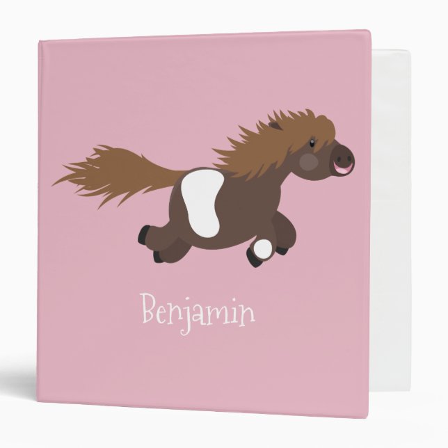Cute running Shetland pony cartoon illustration Binder (Front/Inside)
