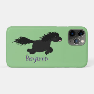 Cute running Shetland pony cartoon illustration iPhone 11 Pro Case
