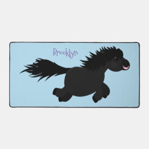 Cute running Shetland pony cartoon illustration Desk Mat