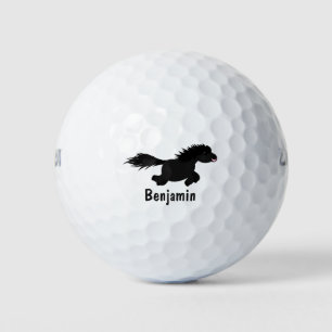 Cute running Shetland pony cartoon illustration Golf Balls