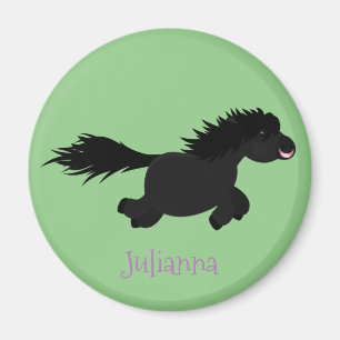 Cute running Shetland pony cartoon illustration Magnet